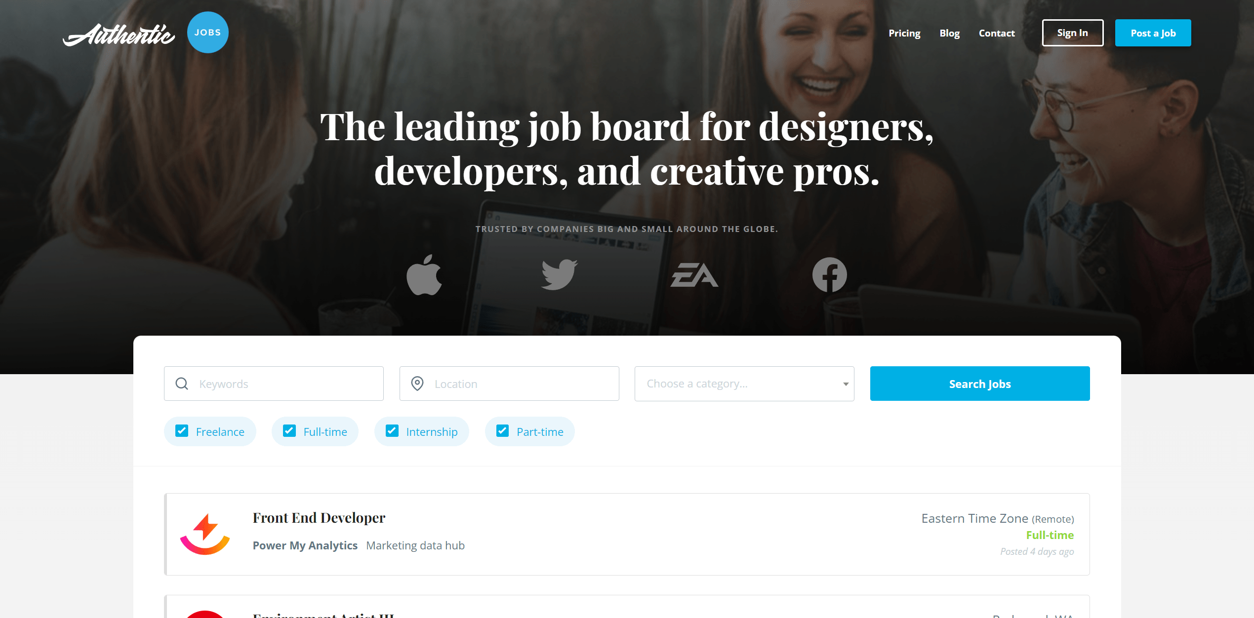 screenshot authenticjobs