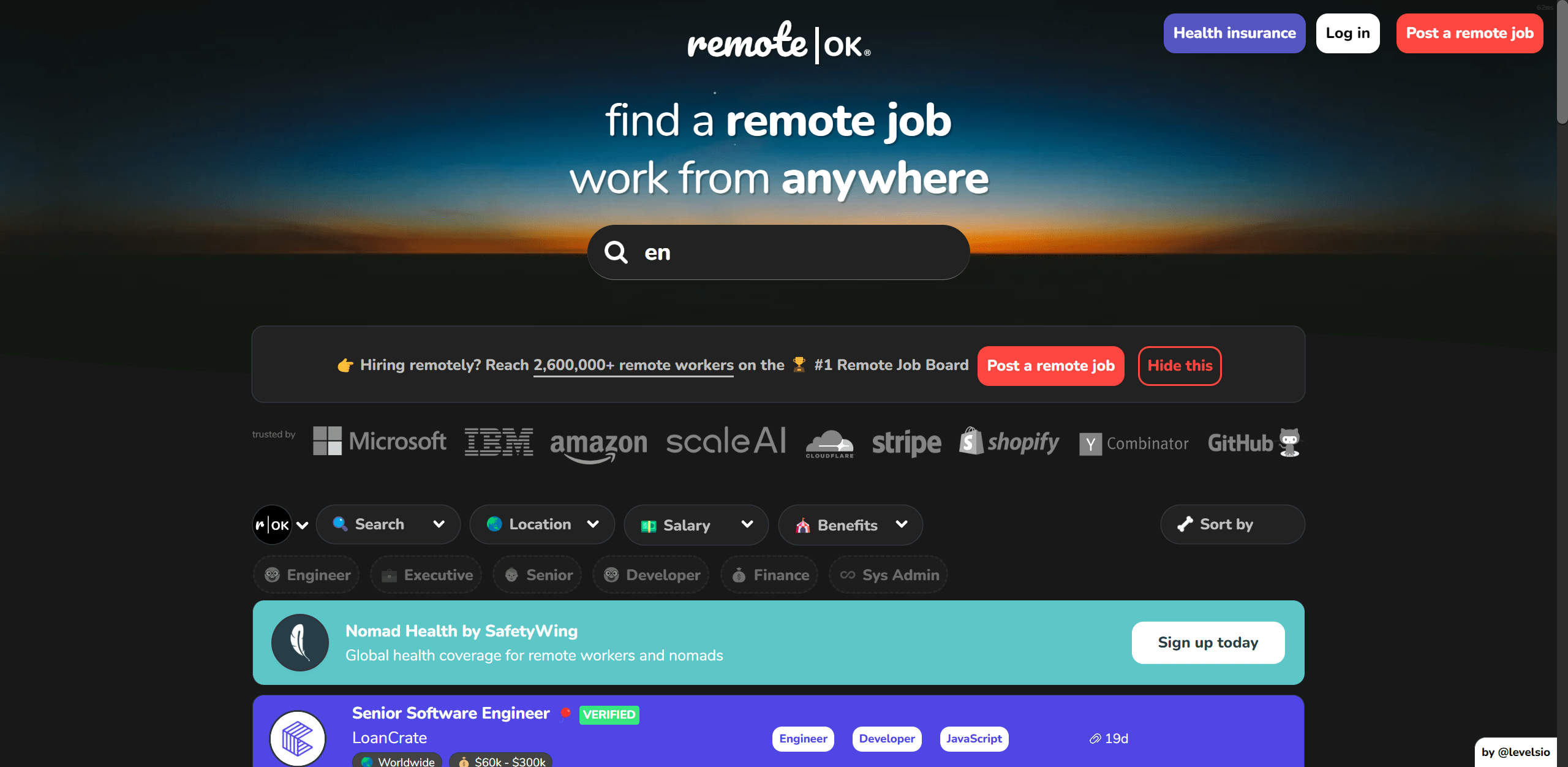 screenshot remoteok