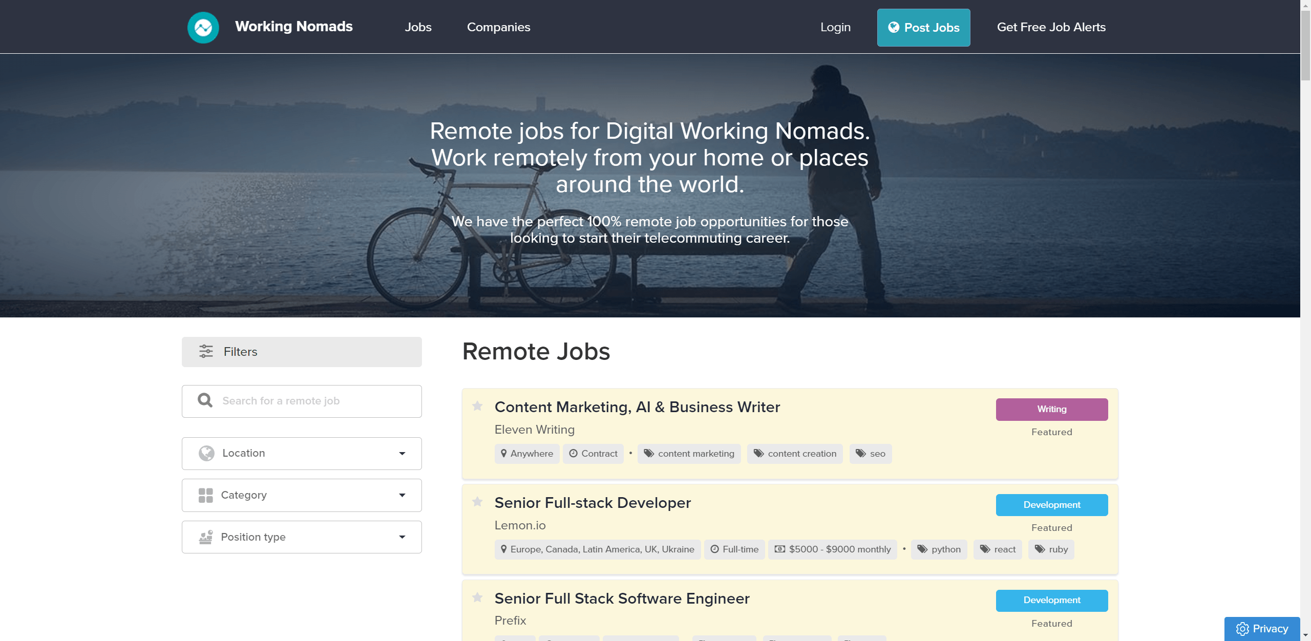 screenshot workingnomads